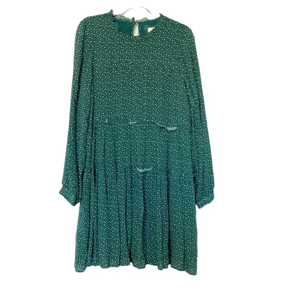 Anthropologie Maeve Esther Spotty Tiered Tunic Dress Green/Blue Boho Size Small - Picture 4 of 11